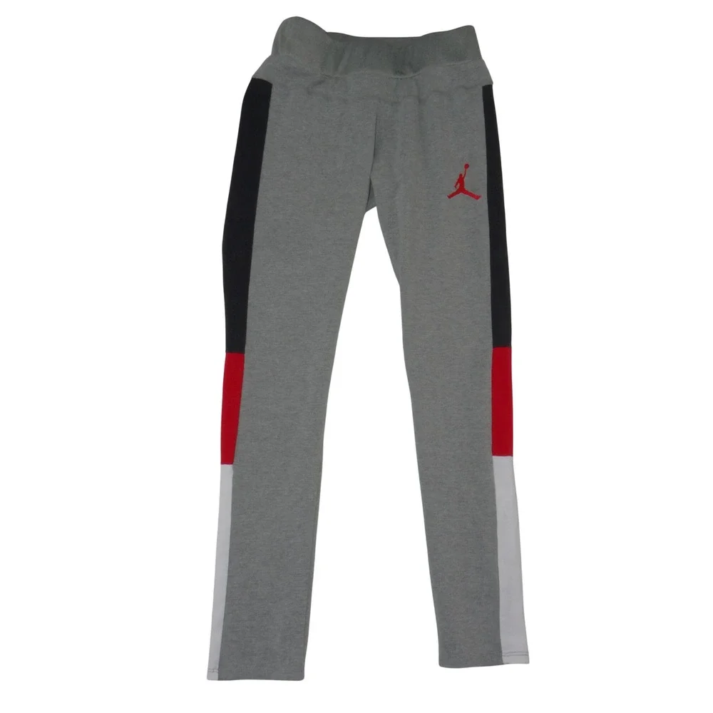 Jordan Girls Gray Colorblock Jumpman Logo Athletic Leggings Size Large 12-13Y